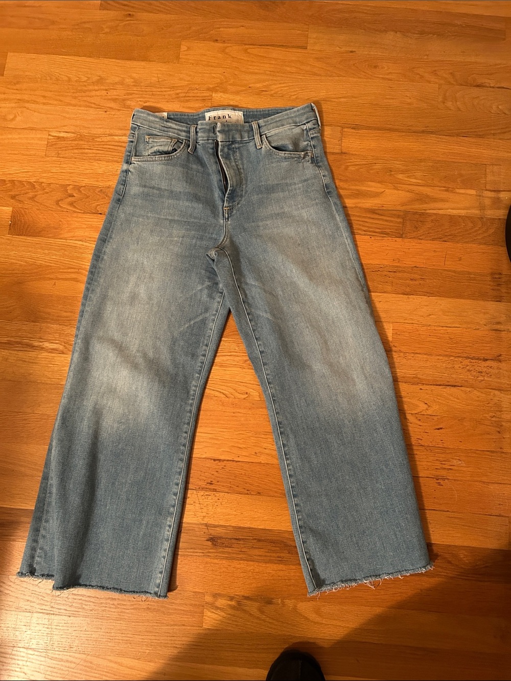 Frank & Eileen Light Blue Wide-Leg Raw Hem Jeans